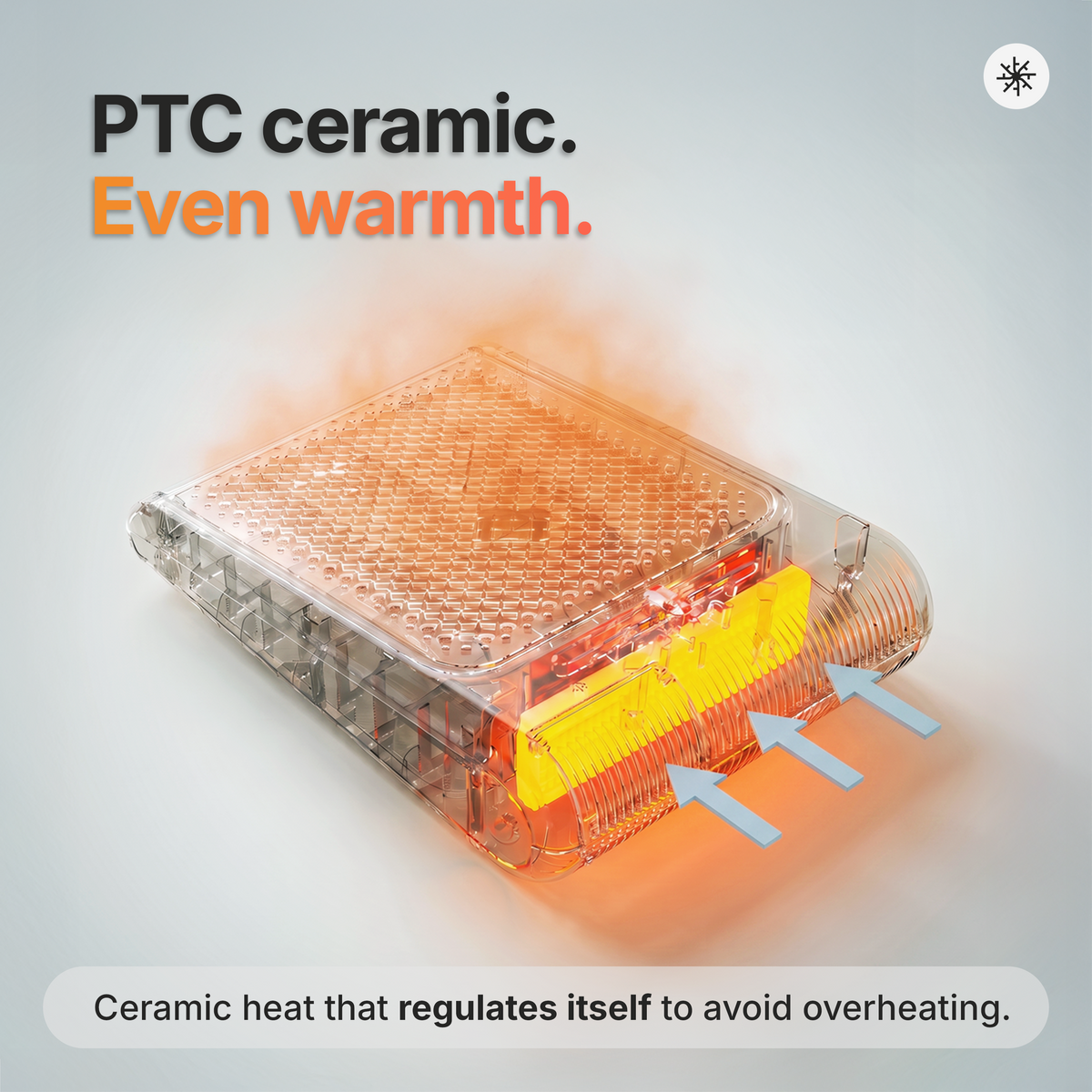 PTC ceramic heating element: even warmth that regulates itself